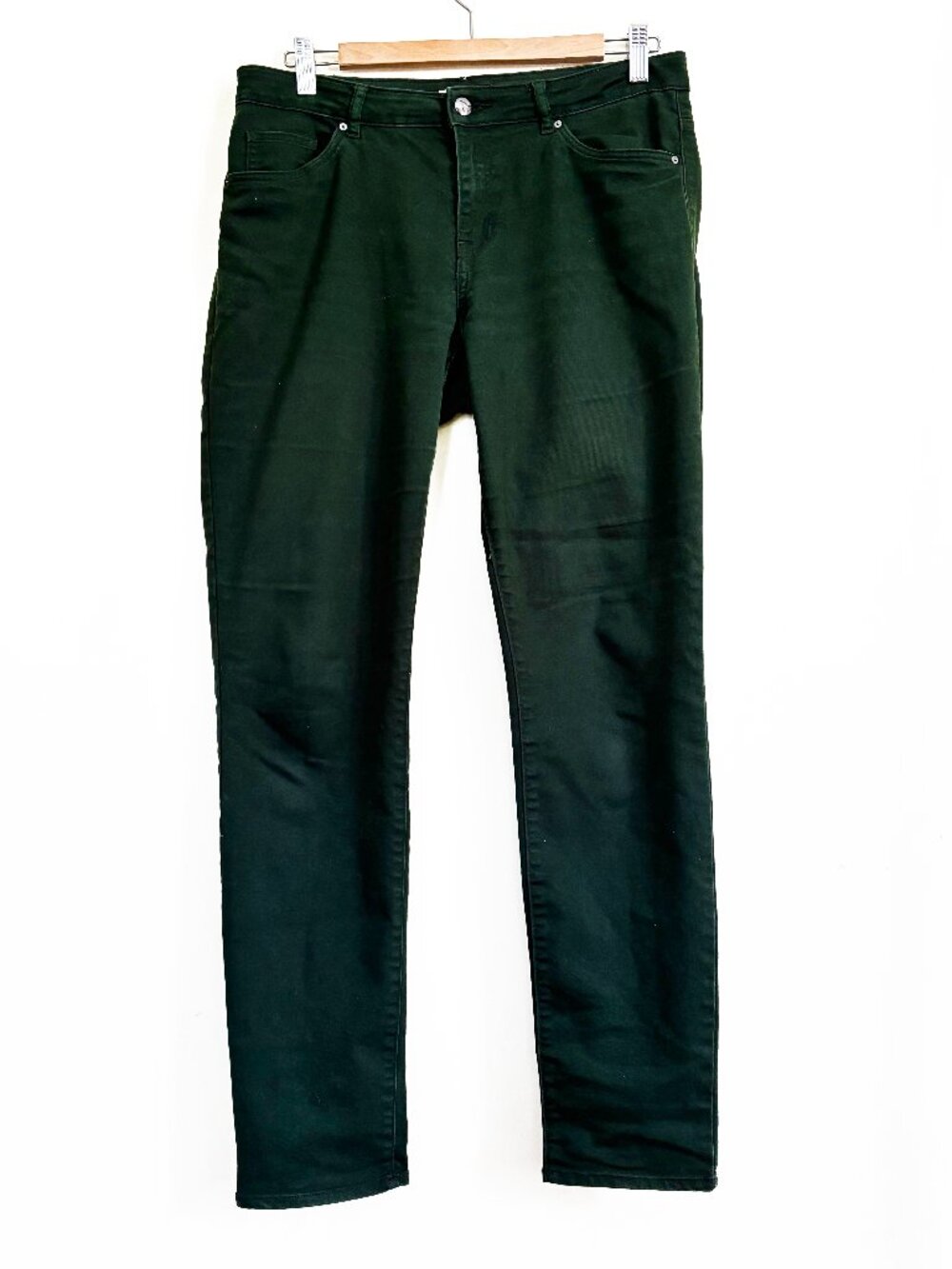Stretchy Green Jeans by H&M Straight Leg Ankle length Size 10